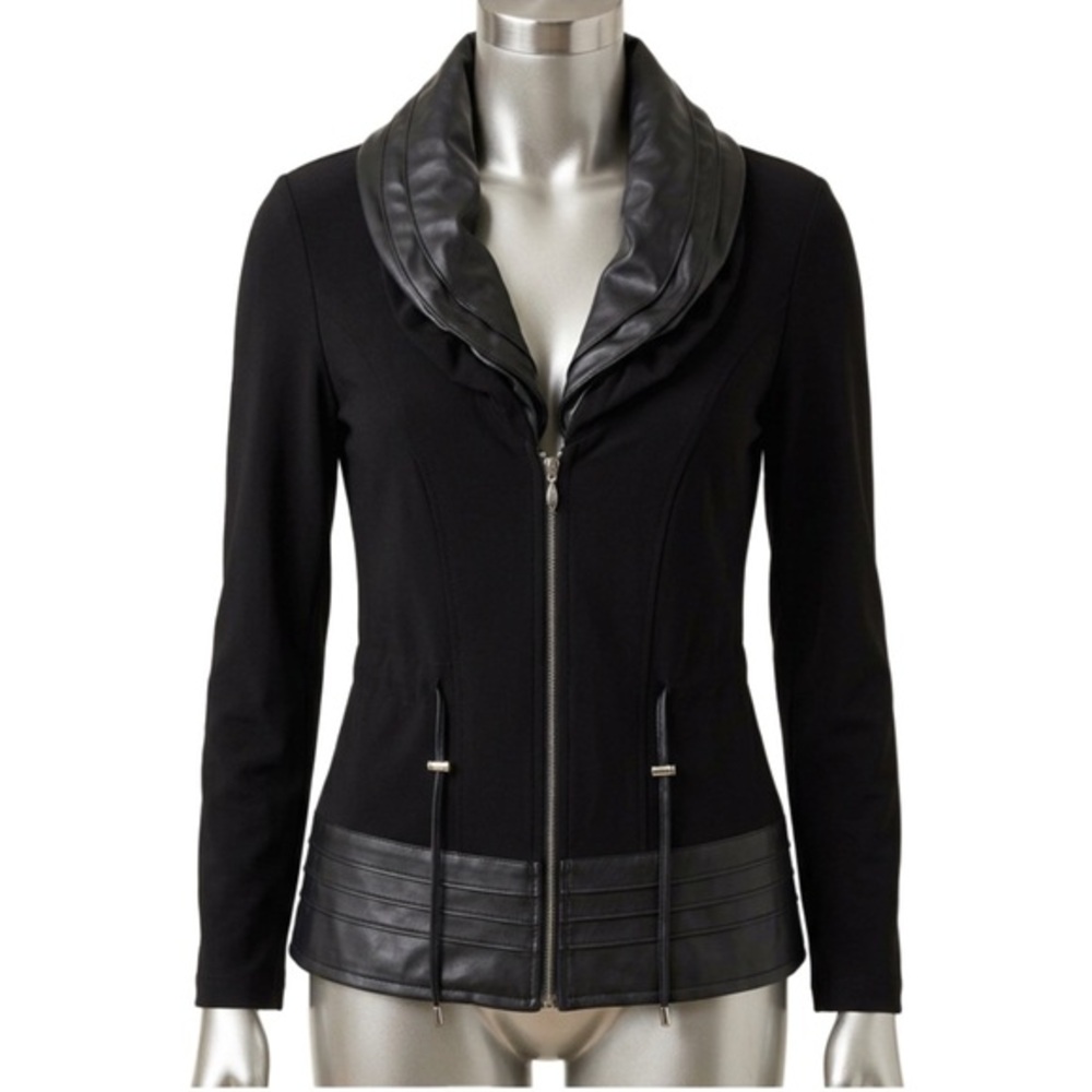 Joseph Ribkoff Black Jacket with Satin Accents, Size US 8.